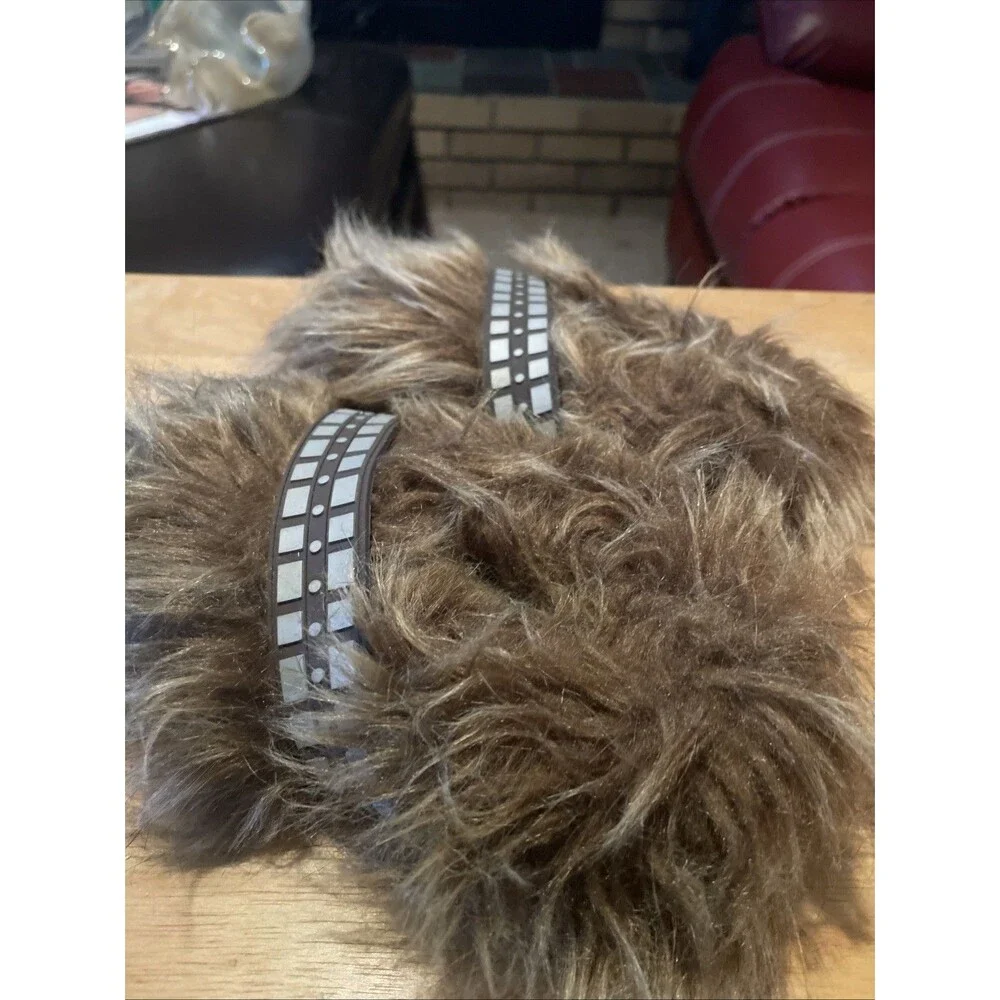 Star Wars Chewbacca Slippers Kids Sz XL 11-12 Brown Faux Fur Bandolier HT-904SW
